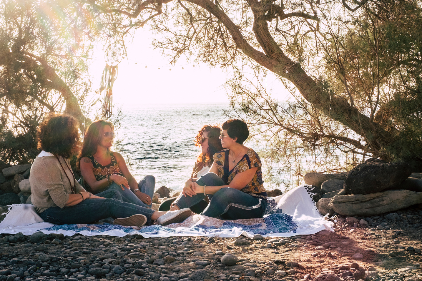 Group of Females Freinds Enjoy Leisure Outdoor Activity Together