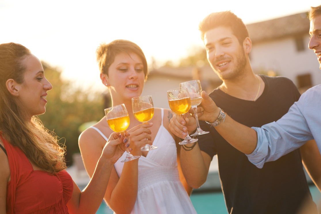 Freinds having a toast at the sunrise